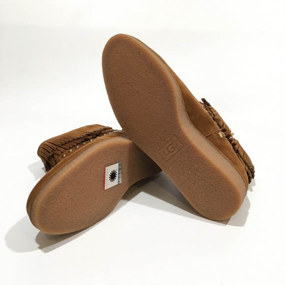 UGG Ariane Studded Fringe Ankle Boots -Chestnut Nubuck -Women’s US 5 -NEW - Picture 7 of 8